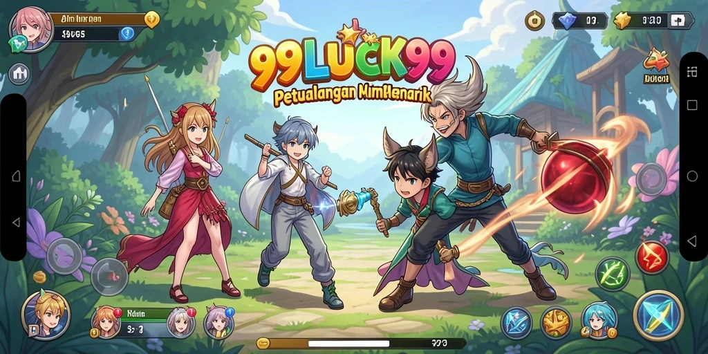 Screenshot gameplay 99LUCK99 menampilkan pertarungan karakter anime yang seru.