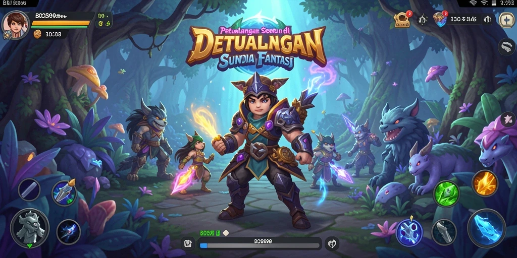 Screenshot BOS898 menunjukkan pemain menjalani misi petualangan di dunia fantastis.
