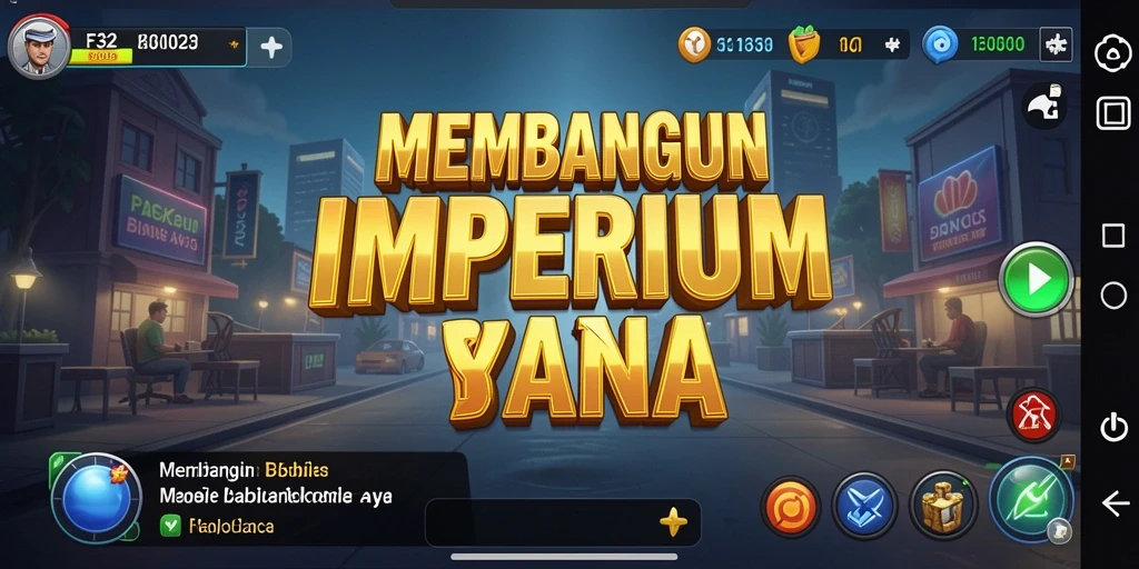 Tampilan gameplay F32 yang menonjolkan strategi bisnis.