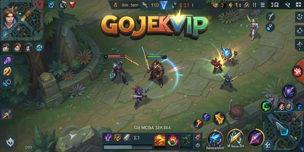 Screenshot menunjukkan pertarungan seru dalam game MOBA.