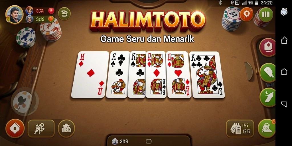 Screenshot gameplay HALIMTOTO menampilkan suasana seru permainan Domino.