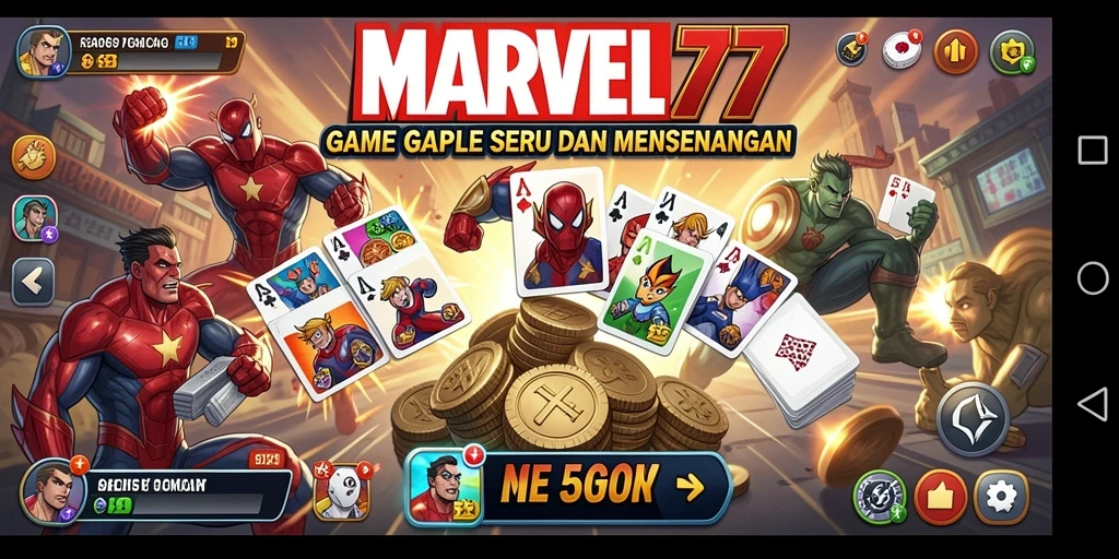 Tampilan screenshot utama MARVEL77 menampilkan gameplay Gaple yang menarik.