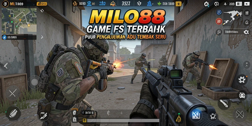 Tangkapan layar utama <strong>MILO88</strong> menampilkan aksi tembak-menembak yang intens.