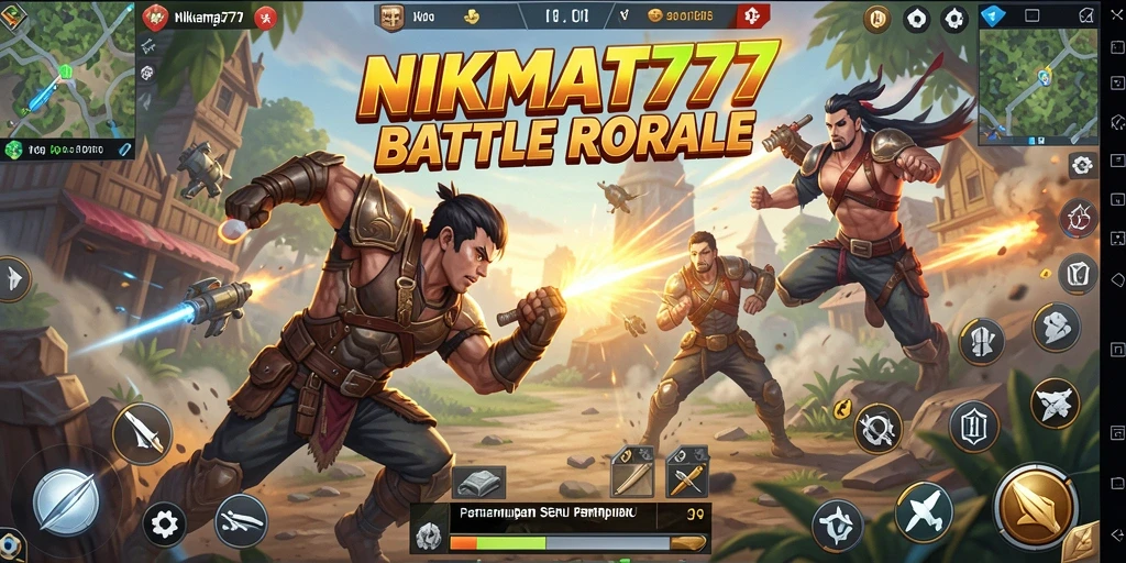 Tampilan mendebarkan dari gameplay NIKMAT777 di arena Battle Royale.