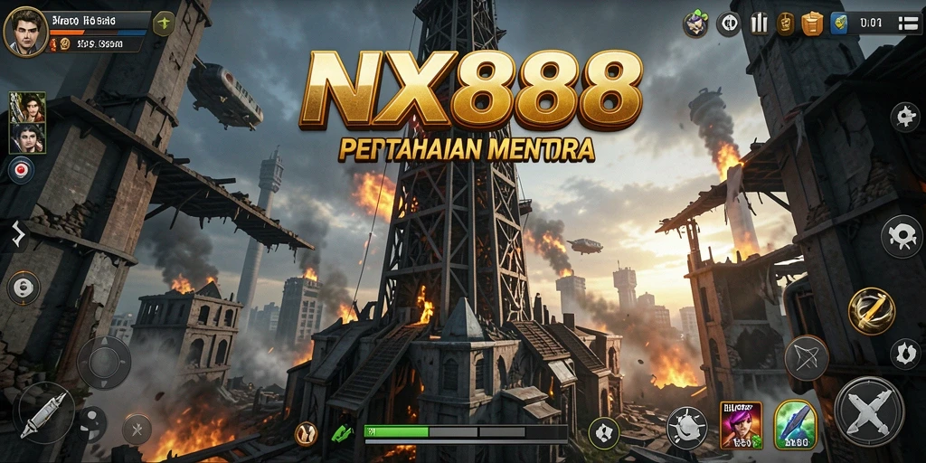 Screenshot gameplay NX888 menampilkan aksi menara pertahanan yang seru.