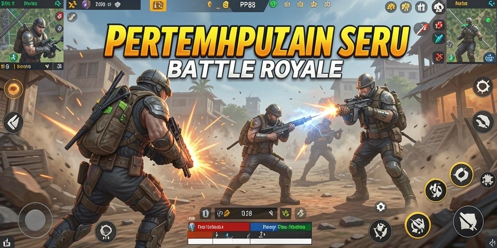 Tangkapan layar utama gameplay PP88 menampilkan aksi seru dalam pertempuran Battle Royale.