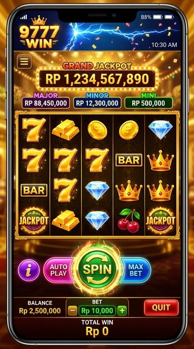Screenshot aplikasi dengan tampilan profesional dari 9777win.